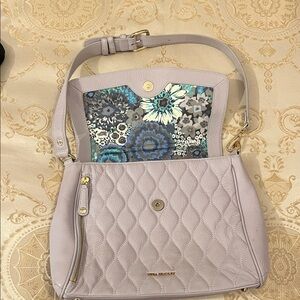 Vera Bradley Quilted Cream and Blue Floral Shoulder Bag